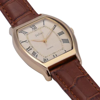 2016 groot verkoop mode casual business sport lederen horloge Mannelijke retro analoge tonneau horloges Beroemde top Julius 703