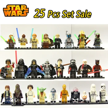 25 stks Star Wars Darth vader Algemene Grievous Jedi Knight Obi-Wan Boba Fett lepin mini Poppen Anakin Bakstenen Modellen & Gebouw speelgoed