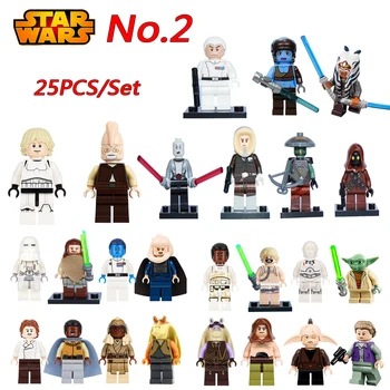 25 stks Star Wars Darth vader Algemene Grievous Jedi Knight Obi-Wan Boba Fett lepin mini Poppen Anakin Bakstenen Modellen & Gebouw speelgoed
