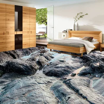 Gratis verzending hd steen vloeiende water 3d woonkamer badkamer vloer waterdicht vochtendige slaapkamer keuken vloeren mural