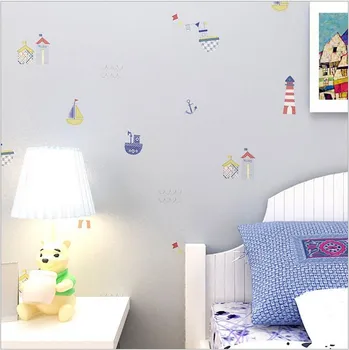 Wallpaper kinderen non-woven wallpapers voor kids slaapkamer cartoon muurschildering, mooie zeilboot kids behang voor meisjes kamer muren