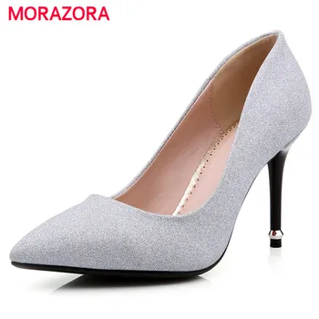Morazora 2017 vrouwen pompen ondiepe enkele lente herfst hoge hakken schoenen big size 34-42 gecontracteerde fashion party schoenen werk