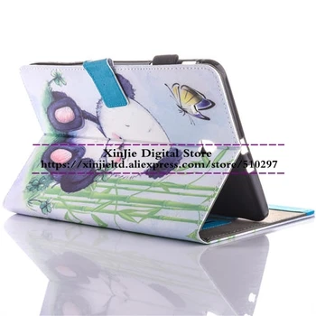 Hot koop tablet stand cover voor samsung galaxy tab e 9.6 t560 t561 sm-t560 pu lederen schilderij hond panda case met card houder