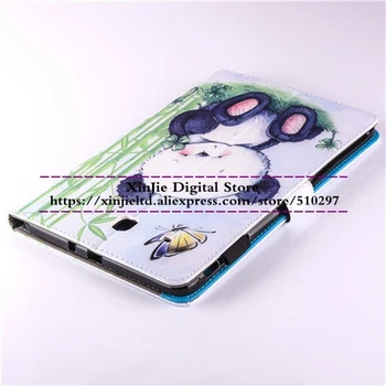 Hot koop tablet stand cover voor samsung galaxy tab e 9.6 t560 t561 sm-t560 pu lederen schilderij hond panda case met card houder