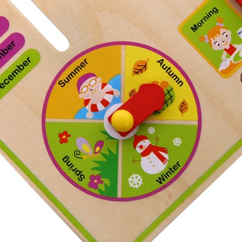1 St Multifunctionele Cartoon Houten Klok Speelgoed Cognitieve Kalender Seizoen Datum Kinderen Educatief Speelgoed Vroeg Leren Puzzel Speelgoed