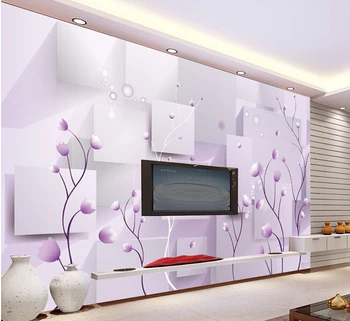 3D behang custom muurschildering non-woven behang 3 d paars romantische bloem TV instelling muurschildering foto behang voor muren 3d