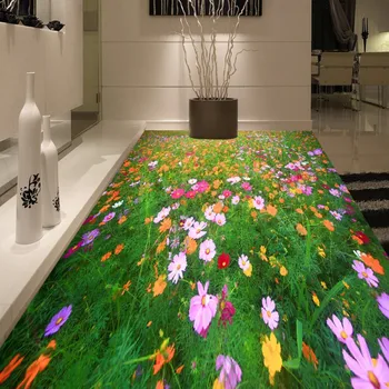 Gratis verzending planten bloemen zee gras floor schilderen behang hotel waterdichte dragen zelfklevende floor mural