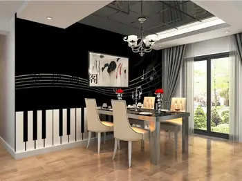 Gratis Verzending zwart en wit piano behang moderne minimalistische stijl muurschildering woonkamer slaapkamer TV achtergrond behang
