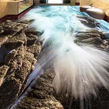 Gratis verzending 3d stereoscopische zee golf reef vloeren achtergrond schilderij show room theater vloer behang mural