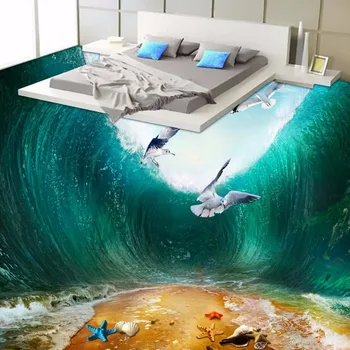 Gratis verzending shockwave zeevogels strand wc slaapkamer kantoor studie antislip zelfklevende vloer behang mural