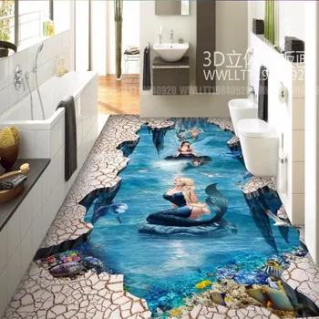 Gratis verzending 3d aquarel waterval floor schilderen dancing kamer conferentiezaal studio vloer behang mural