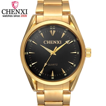 Nieuwe collectie gold horloge mannen luxe chenxi brand horloge fashion quartz horloge casual mannen horloge rvs waterendig