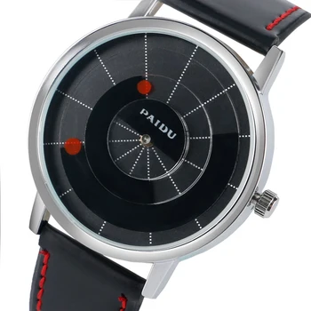Paidu speciale draaitafel dial sport horloges voor mannen lederen moderne trendy casual unieke student quartz horloge mode mannelijke klok