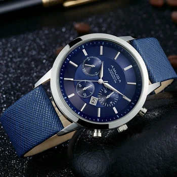 2017 amuda mannen horloges mode lederen waterdichte quartz horloge topmerk luxe mannen klok mannelijke horloge relojes hombre saat