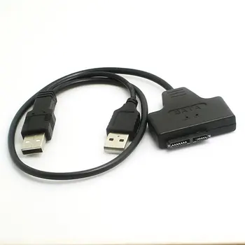 USB 2.0 naar 7 6 Pin Slim SATA Converter Adapter Data Sync Kabel Cord + USB Voeding voor Laptop Externe CD-ROM