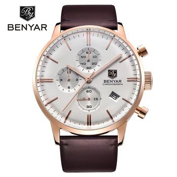 Horloges mannen luxe merk BENYAR Lederen Quartz man horloges dive 30 m Casual Sport mannen horloge relogio masculino mujer
