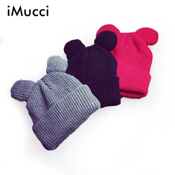 Imucci mode leuke cat oren vrouwen hoeden gebreide caps herfst winter nieuwe merk vrouwen knitt mutsen leisure comfortabele hoed