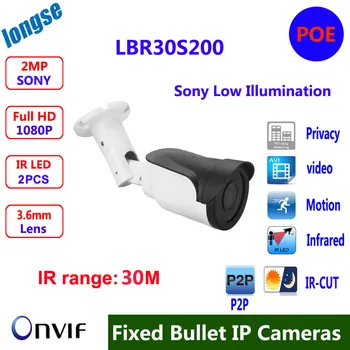 Full HD IP Camera 1080 P met POE Outdoor Bewakingscamera 2MP Metal Bullet CCTV Camera IP 25fps ONVIF Camera IP