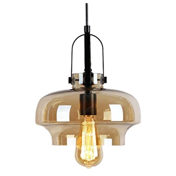 Industriële Edison 1 Licht Glas Shade Plafond Hanglamp Armatuur (Enkele hoofd rook glas kroonluchters)
