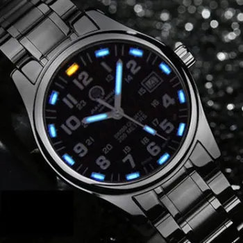 Tritium Lichtgevende Duiken Sport Luxe beroemde Merk Heren Mode Quartz Horloges militaire volledige staal lederen relogio horloge