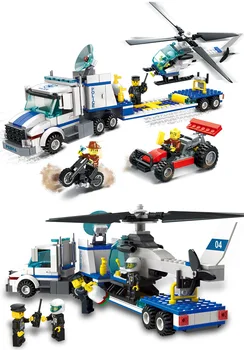 Model building kits compatibel met lego city politie helicopter vervoer 3d blokken model building speelgoed hobby voor kinderen