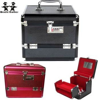 Wenjie brother Professionele aluminium Make up Box Make Case Beauty Case Cosmetische Bag Multi Tiers Afsluitbare Sieraden Doos