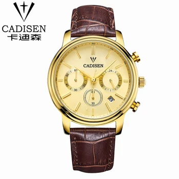 Cadisen 2016 heren horloges topmerk luxe quartz horloge met kalender designer horloges luxe horloge mannen relogio masculino