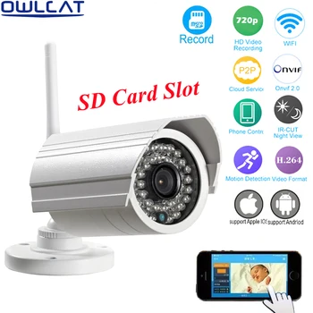 HI3518E 1/4 OV9712 CMOS OwlCat Outdoor Bullet WIFI IP Camera Sd-kaart 720 p 960 P Draadloze Survelliance Bewakingscamera P2P Onvif