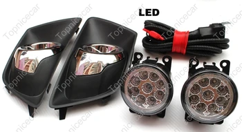 Witte Kleur LED Fog Rijden Licht Lampen + Covers + Bedrading Kits voor Ford EcoSport 2013