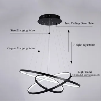 Moderne led hanglampen voor woonkamer eetkamer 3/2/1 cirkel ringen acryl aluminium body led verlichting plafondlamp armatuur