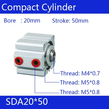 SDA20 * 50 Gratis verzending 20mm Boring 50mm Slag Compact Air Cilinders SDA20X50 Dual Actie Air Pneumatische Cilinder