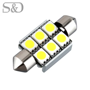 36mm 6 SMD 5050 Dome Festoen CANBUS OBC Geen Fout auto c5w led auto lampen interieur Verlichting Auto Lichtbron parking 12 V