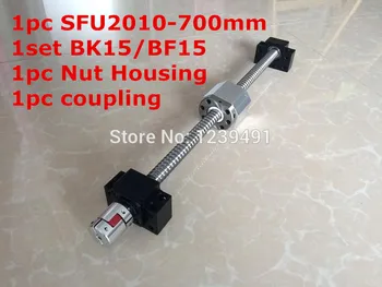 SFU2010-700mm Kogelomloopspil met Kogelmoerbehuizing + BK15/BF15 Ondersteuning + 2010 moer Behuizing + Koppeling CNC onderdelen