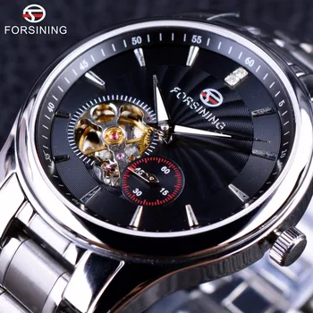Forsining Klassieke Serie Sapphire Spiegel Tourbillion Designer 316L Staal Mens Mannelijke Polshorloge Topmerk Luxe Automatische Horloge