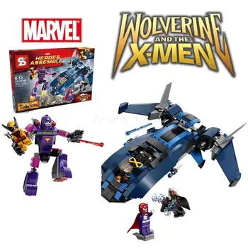 356 stks x-mannen versus de sentinel magneto cyclops wolverine marvel set avengers super hero bouwsteen lepin comic