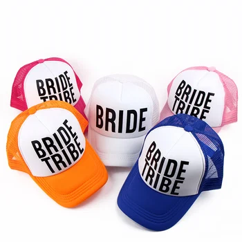 Bruid/Bruid Stam Bachelorette Hoeden Vrouwen Bruiloft Preparewear Trucker Caps Wit Neon Zomer Mesh Gratis Verzending