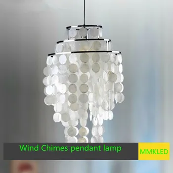 Nieuwe natuurlijke shell eetkamer hanglamp slaapkamer opknoping lamp, Windgong hanglamp E27 AC110-240V