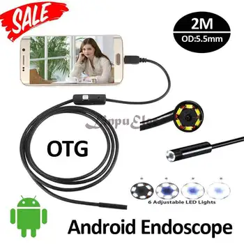 5.5mm 2 M Android Mobiele USB Endoscoop Camera IP68 Waterdichte Flexibele Slang USB Inspectie Borescope Android OTG USB Camera