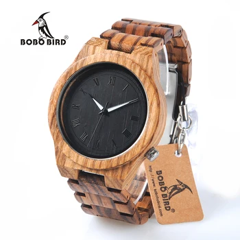 Bobo bird m30 mens horloges zebra houten horloge volledige hout Band Quartz Horloge Voor Mannen als Gift Accepteren OEM Aanpassen Relogio