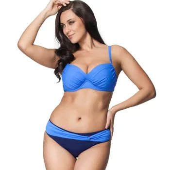 Bikini set Blauw en marine kleur hard cup plus size grote size bikini badmode badpak gift voor vrouwen