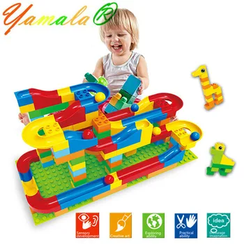 Yamala run rollende bal rail bouwsteen enlighten bricks traject onderwijs speelgoed voor kinderen compatibel met legoingly duplo