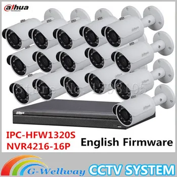 Dahua 16 Channel 3MP 1080 P Netwerk Bewakingscamera Kit: 16CH 16POE NVR NVR4216-16P + 16xIP Bullet Camera IPC-HFW1320S