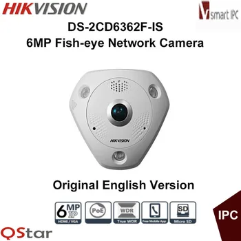 Hikvision originele engels versie ds-2cd6362f-is 6mp poe audio fisheye view 360 cctv surveillance ip camera cctv camera