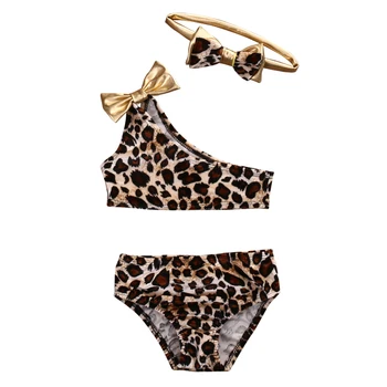 3 stks Zomer Kids Meisje Leopard Bow Bikini Kinderen Badmode Badpak Badpak