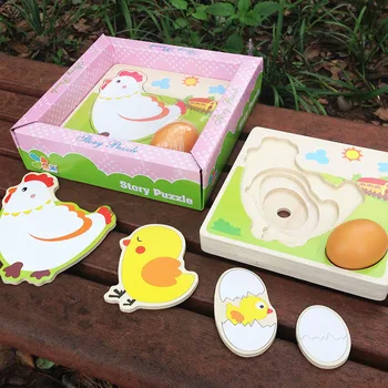 Kip opgroeien puzzel met houten ei voor kids gift