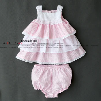 Zomer stijl jurk baby meisjes kleding vestido infantil vest taart prinses jurk + shorts pak kinderkleding sets
