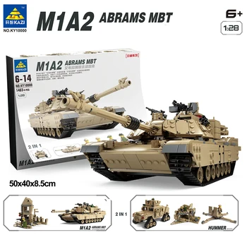 Kazi militaire m1a2 tank collectie serie trans speelgoed abrams mbt hummer model building kits blokken compatibel met lego