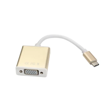 Nieuwe Collectie USB 3.1 Type C naar VGA Converter Adapter Gold Type C Connector macbook Computer Kabel Connector