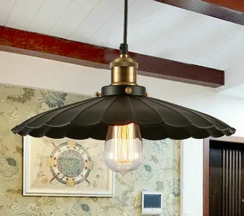 E27 Geschilderd Ijzeren Retro vintage hanglamp Wit/Zwarte kleur D25, 36,42 cm Platteland Antieke lamp Hanglamp de lotus vorm