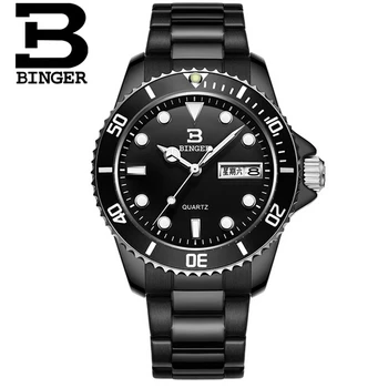 2017 binger quartz horloge mannen horloges topmerk luxe beroemde polshorloge mannelijke klok polshorloge lichtgevende horloge relogio masculino